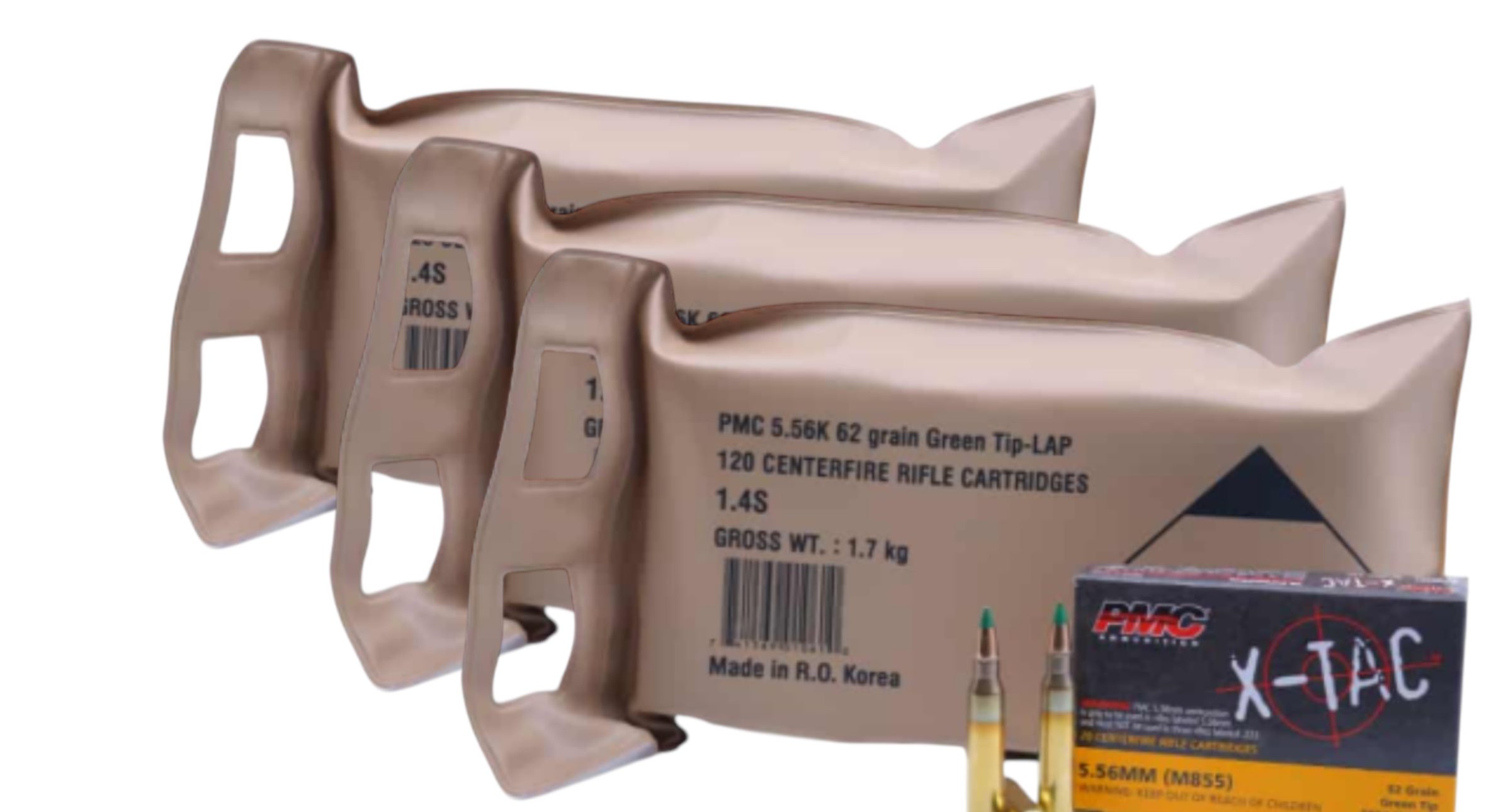 PMC X-TAC 5.56mm 62gr FMJ green tip penetrator Total:360-Round in 3 Battle Pack