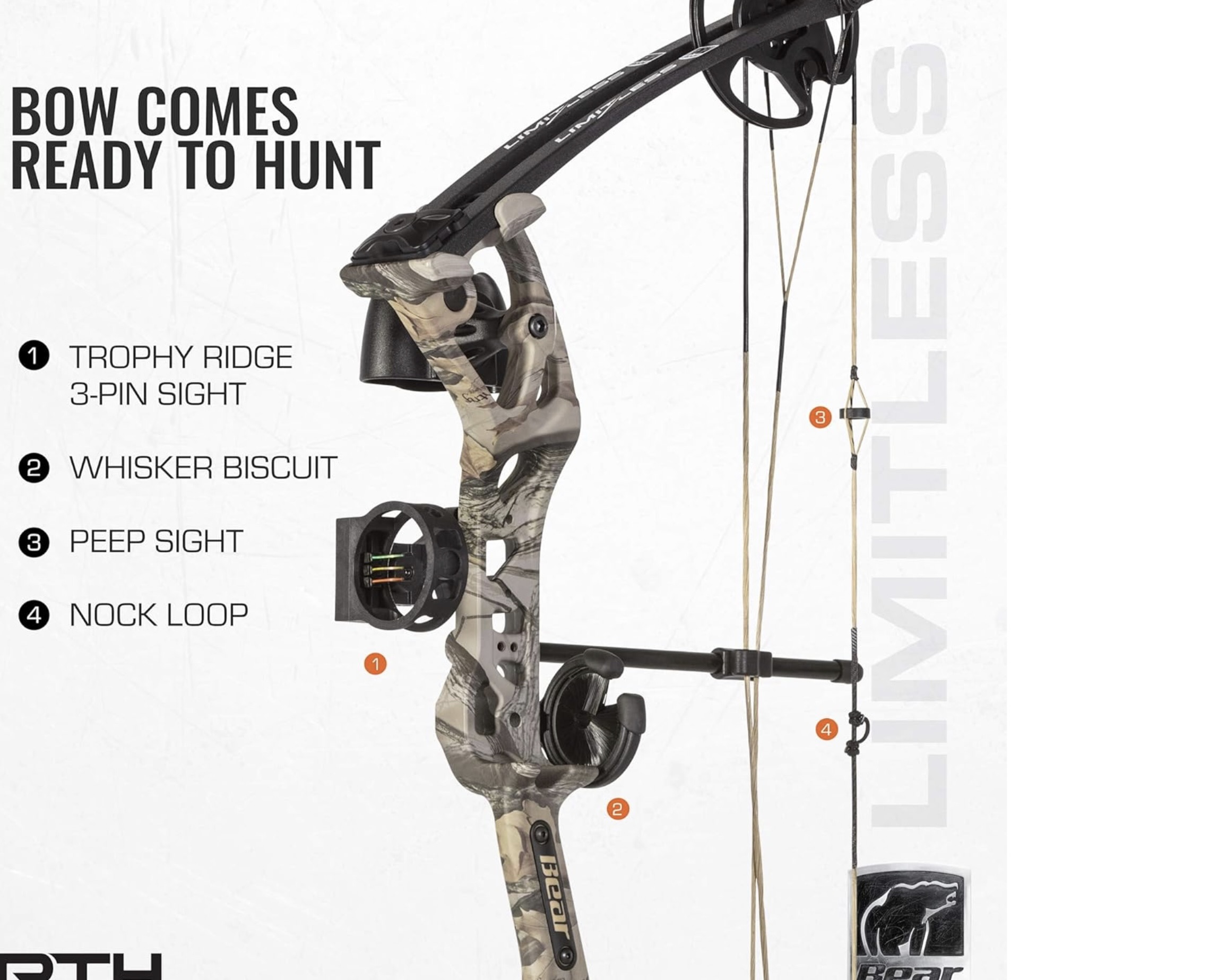 Bear Archery Youth Compound Bow Limitless RTH RH 50 – God’s Country